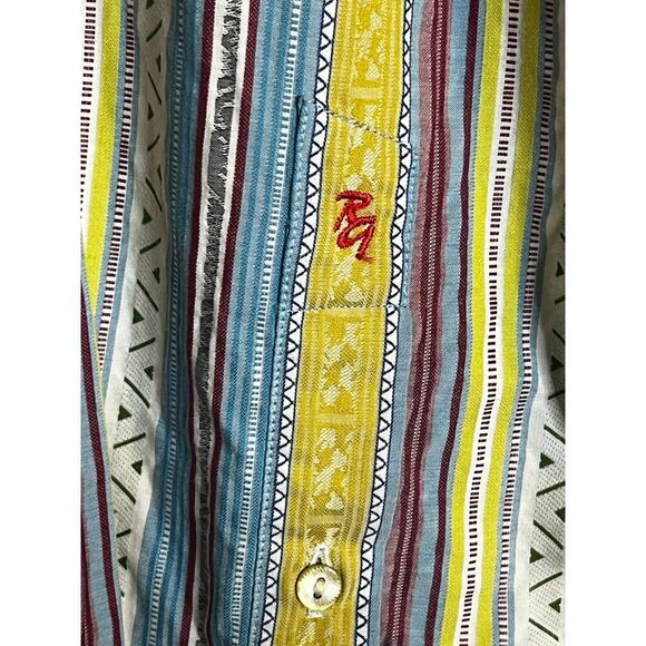 Robert Graham Shirt Mens Large Pemica Multicolor Stripe Abstract Flip Cuff  L - Picture 5 of 7
